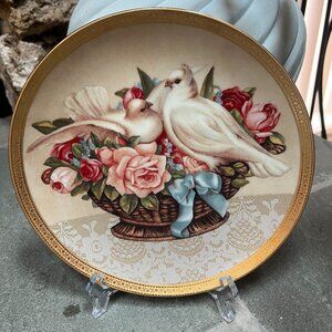 Gloria Vanderbilt Decorative Plate with Doves and Roses